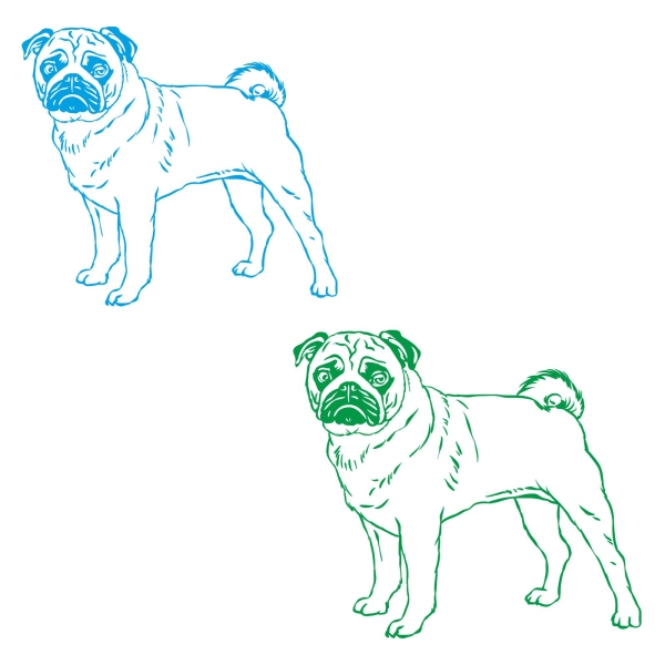 Hundeaufkleber Mops Pug stehend Autoaufkleber Auto Sticker Aufkleber A1735